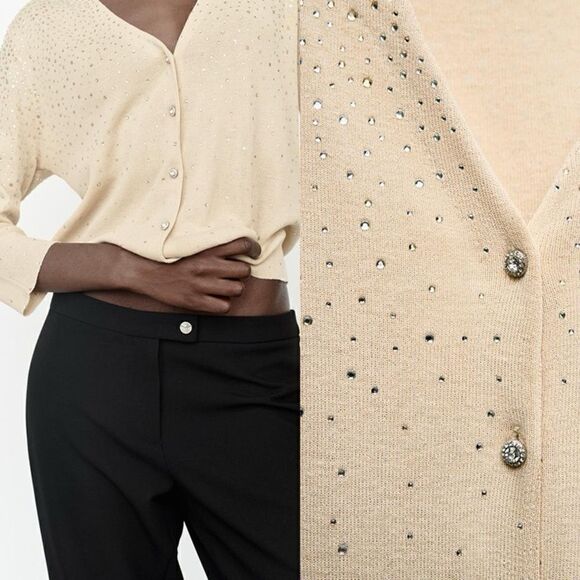 Zara Sweaters - ZARA SEQUIN BEADED SHIMMERY KNIT CARDIGAN